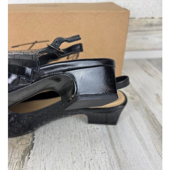 Trotters womens 8.5 Dea black woven leather slingback slip on shoe new pump - Picture 6 of 8